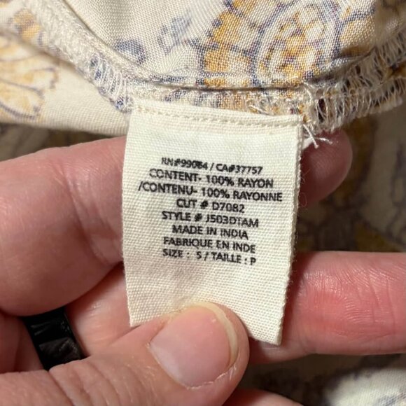 Billabong Paisley Print Kimono Duster Cardigan Womens Sz S Yellow Blue White EUC - Picture 7 of 10